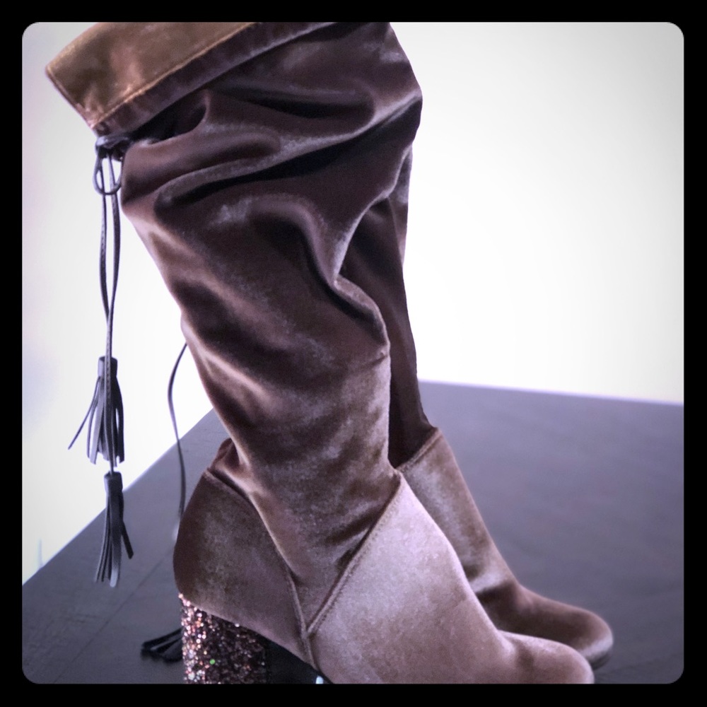 Knee high suede boots